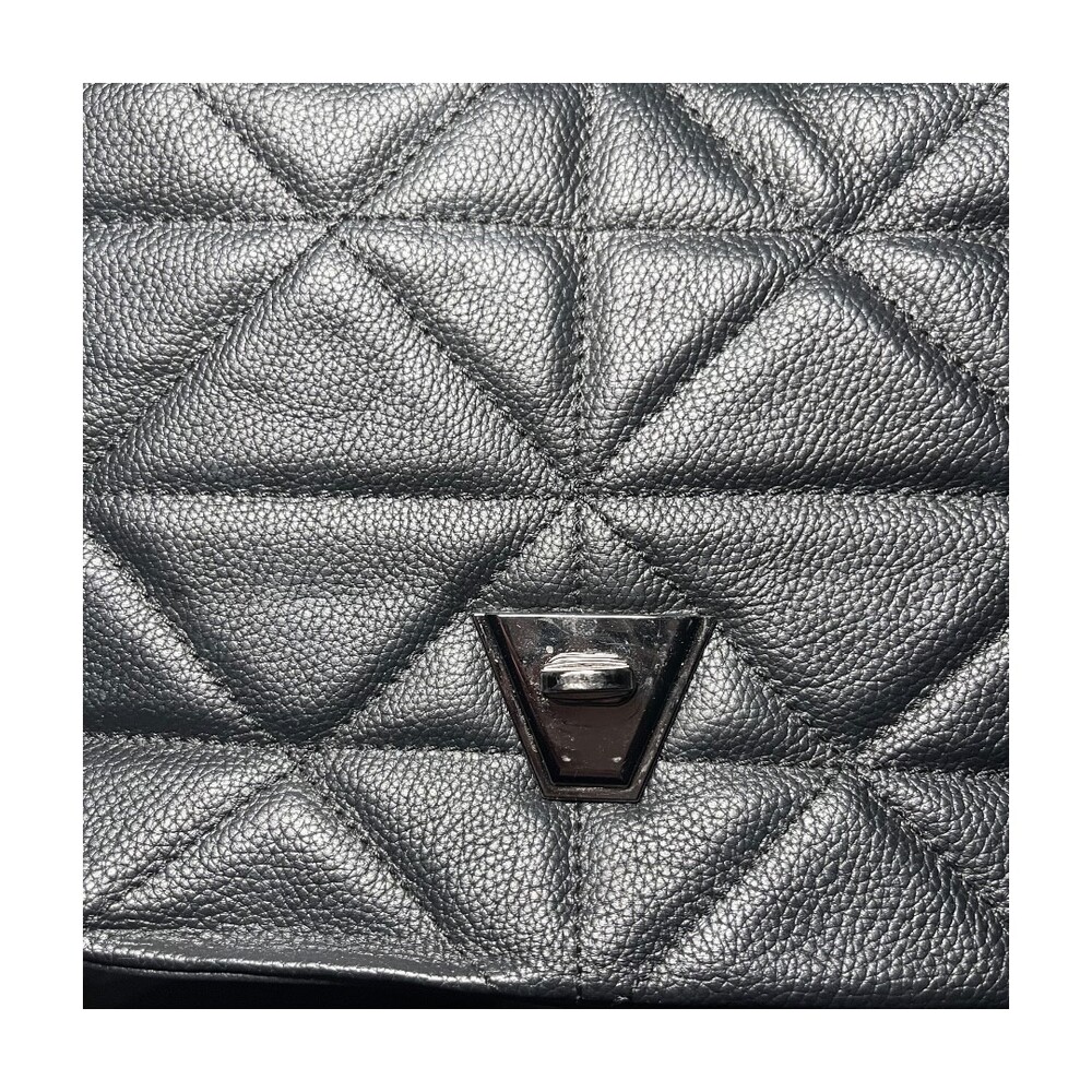 PERSAMAN Handbag Womens Medium Black Quilted Shoulder Chain Strap‎ Geometric - Picture 4 of 7
